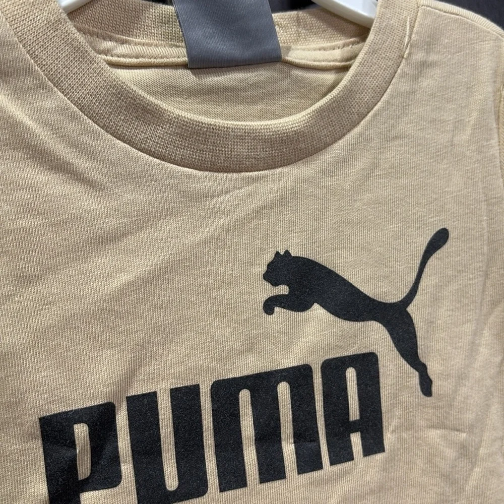 PUMA 2 pc. set short sleeve logo crewneck T, elastic waist logo shorts